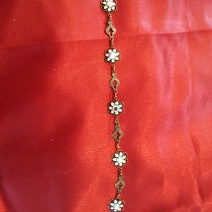 Bronze Colored Bracelet with White Flowers